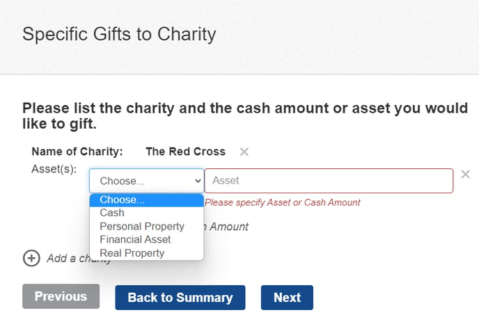 Charitable Gift Specifics