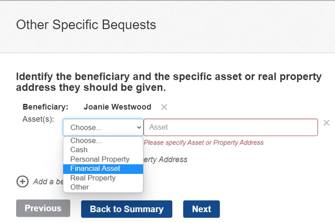 other specific bequests